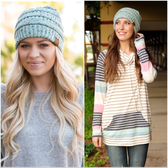 ✨RESTOCKED✨Mint Confetti CC Beanie - Picture 2 of 2